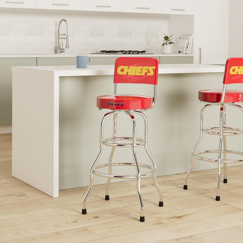 Arcade1Up NFL Blitz High Back Stool with Adjustable Height and Swiveling Padded Seat (Kansas City Chiefs) - Image 2